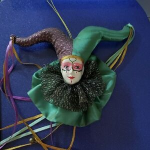 Mardi Gras Brinn's Jester Music Box Ornament Vintage